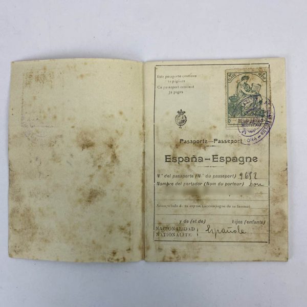 Pasaporte época de Alfonso XIII 1921