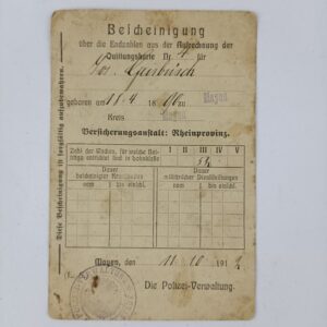 Documento del Imperio Alemán 1914