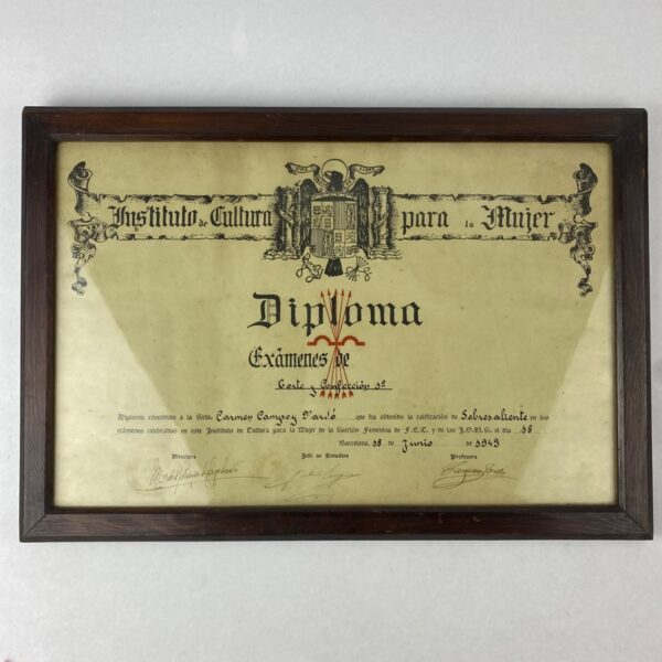 Diploma de Corte y Confección 1949