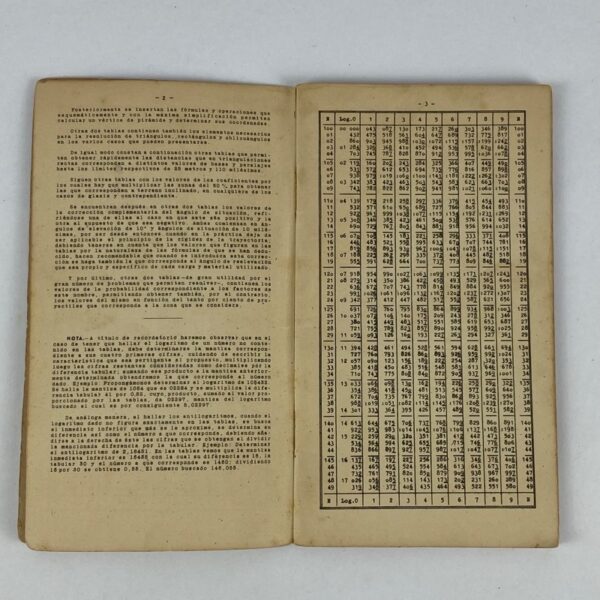 Libro Tablas para calculo datos y correcciones de tiro 1942