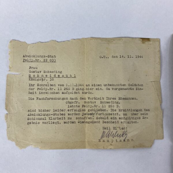 Carta del Ejército Alemán de 1944