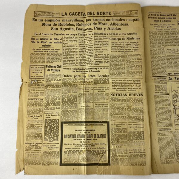 Periódico La Gaceta del Norte Guerra Civil Española