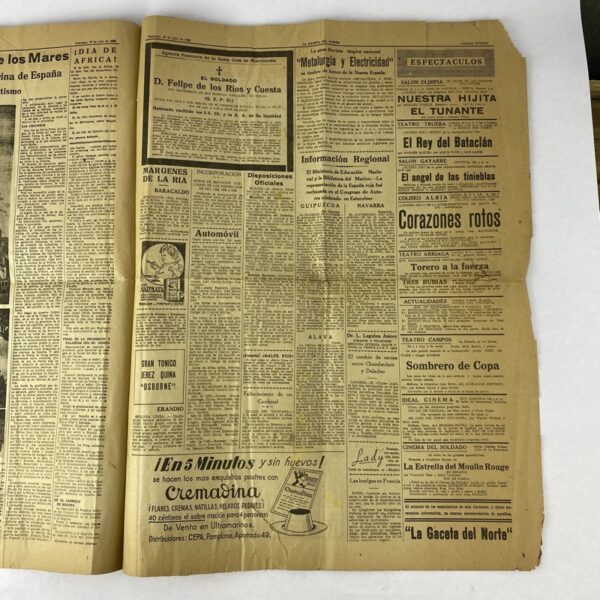 Periódico La Gaceta del Norte Guerra Civil Española
