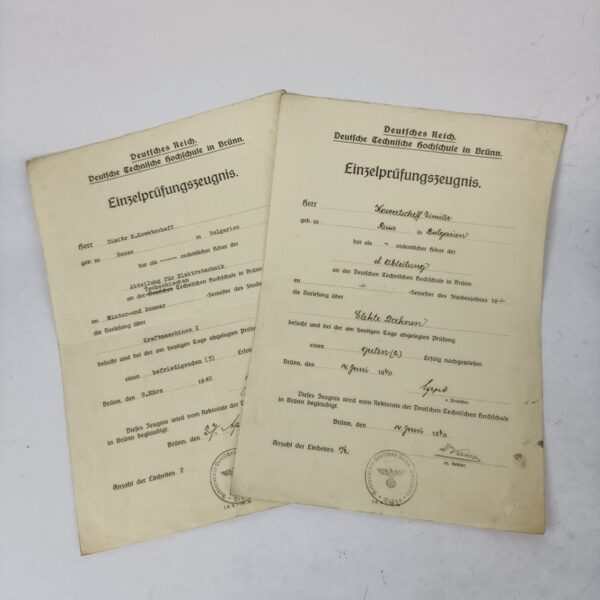 Certificado de Estudios Alemán Brno 1940