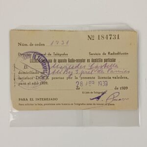 Licencia de Radio en Domicilio Particular 1939