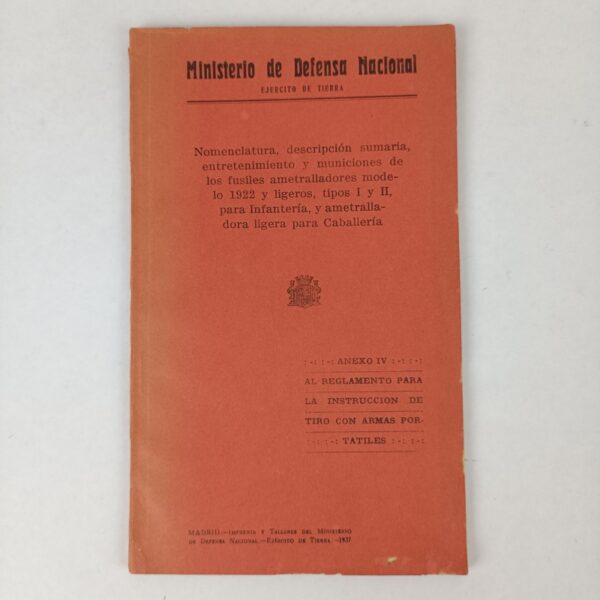 Manual Fusiles Ametralladores 1922 Guerra Civil República