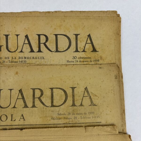 Periódico La Vanguardia 1939 Guerra Civil España