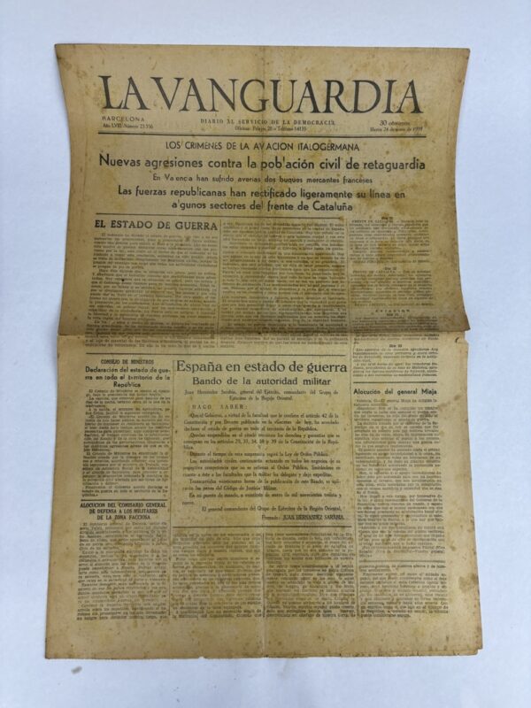 Periódico La Vanguardia 1939 Guerra Civil España - Imagen 5
