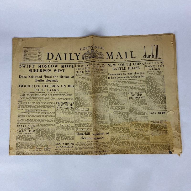 Periódico Daily Mail 1949 UK