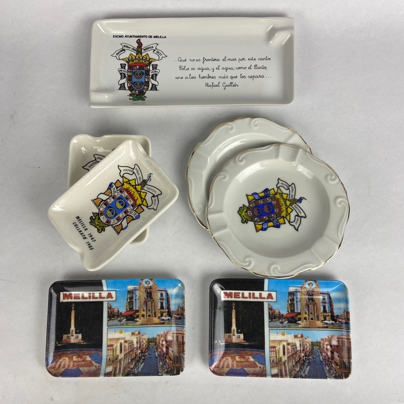 Platos y Ceniceros Conmemorativos de Melilla