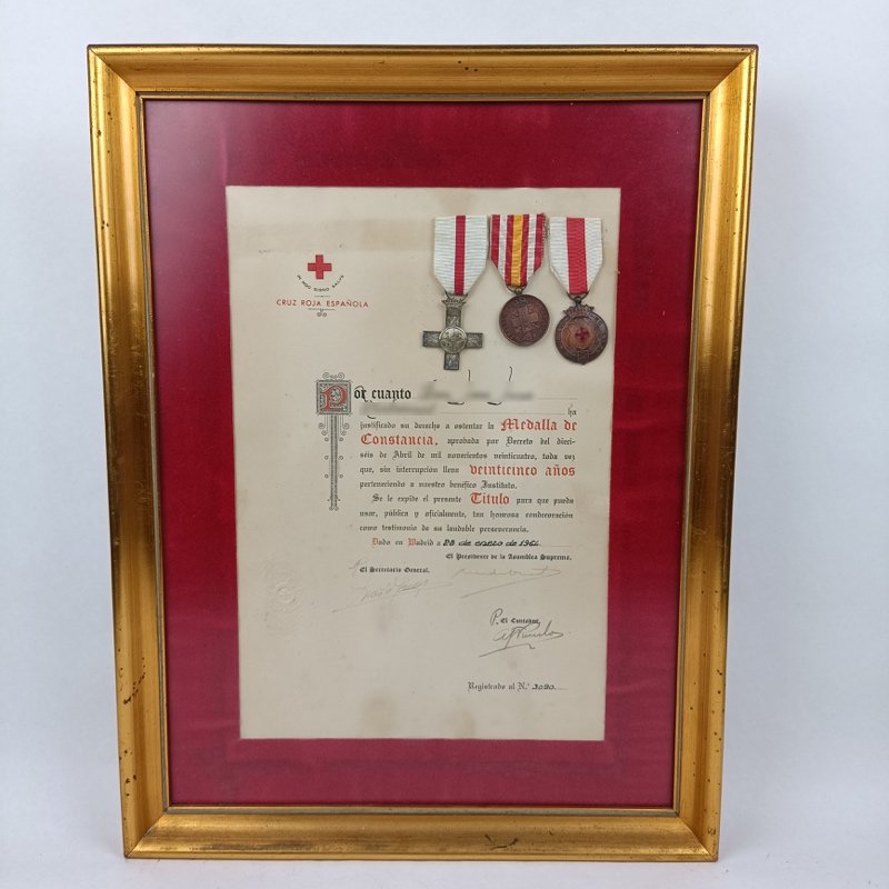 Cuadro Medallas de la Cruz Roja años 60 España