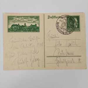 Tarjeta Postal Tercer Reich 1938 Alemania
