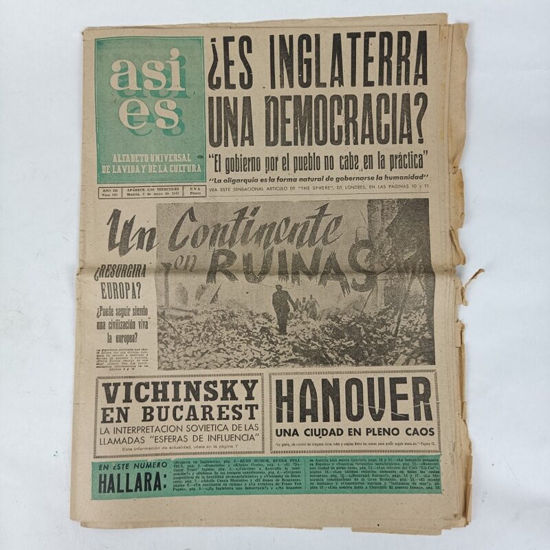 Periódico Así Es nº 109 1945 WW2 España