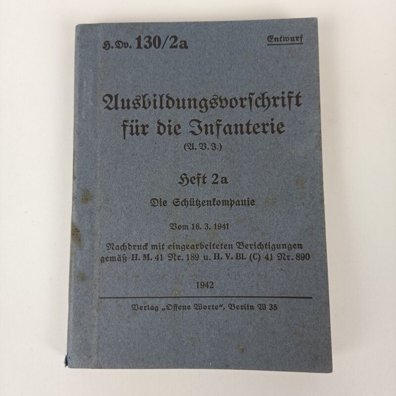 Libro Reglamento de entrenamiento para la Infantería WW2 Alemania